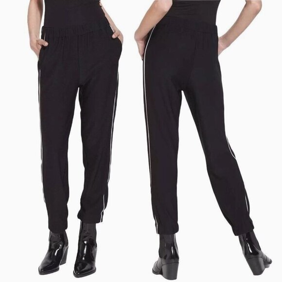 Lysse Aubrey Jogger Pants Size XS Women's Pull On Black Knit Side Piping Stripe - Picture 1 of 10